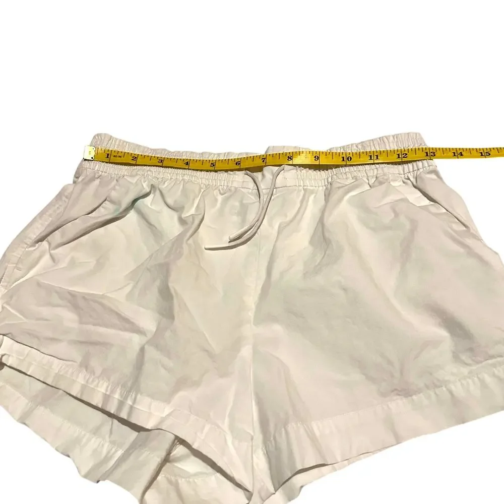 Athleta Girl Size XL 14 White 100% Cotton Athletic Shorts Elastic Waist